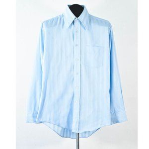 Vintage Sky Blue Striped Shirt, Vintage Men's Pastel Button Down Shirt Size L